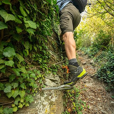 Kletterpassage auf dem Collis-Steilpfad