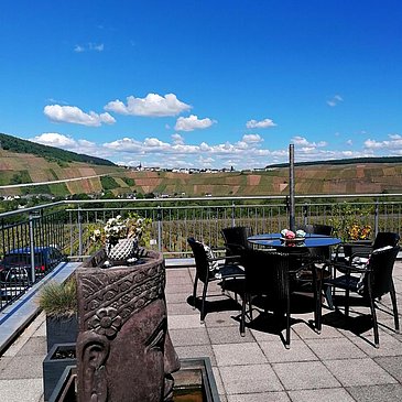 Terrasse mit Blick über die Weinberge